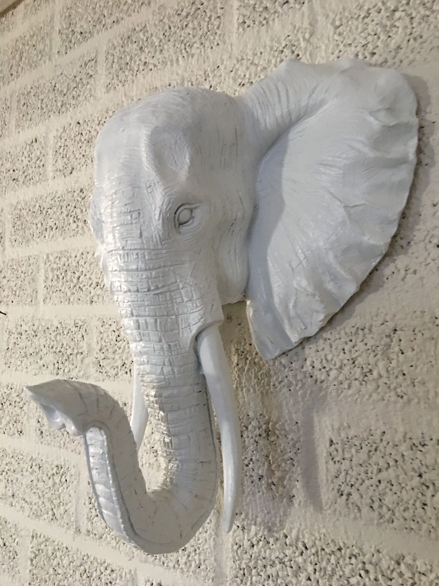 Mooie witte olifantenkop wandornament, olifant decoratie